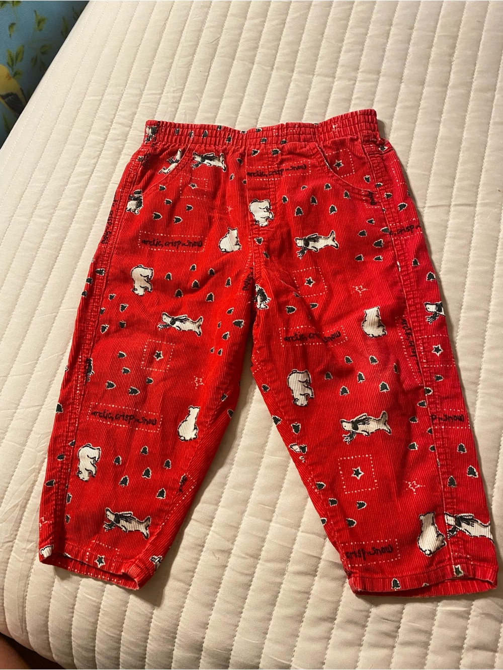 Vintage Oshkosh Baby B'gosh Corduroy Pants Arctic Seal Bear Trees 24 Months